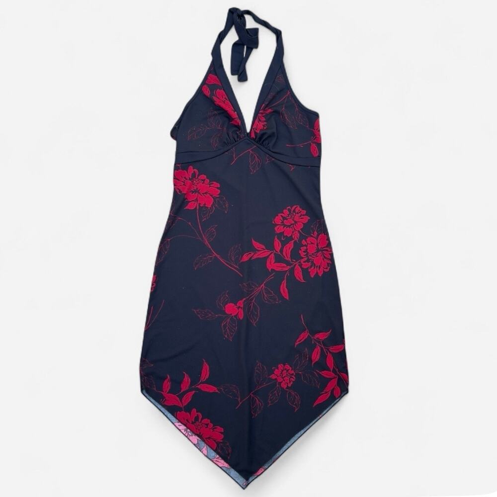 Hourglass Vintage 90s Y2K Black and Red Fairy Floral Midi Dress